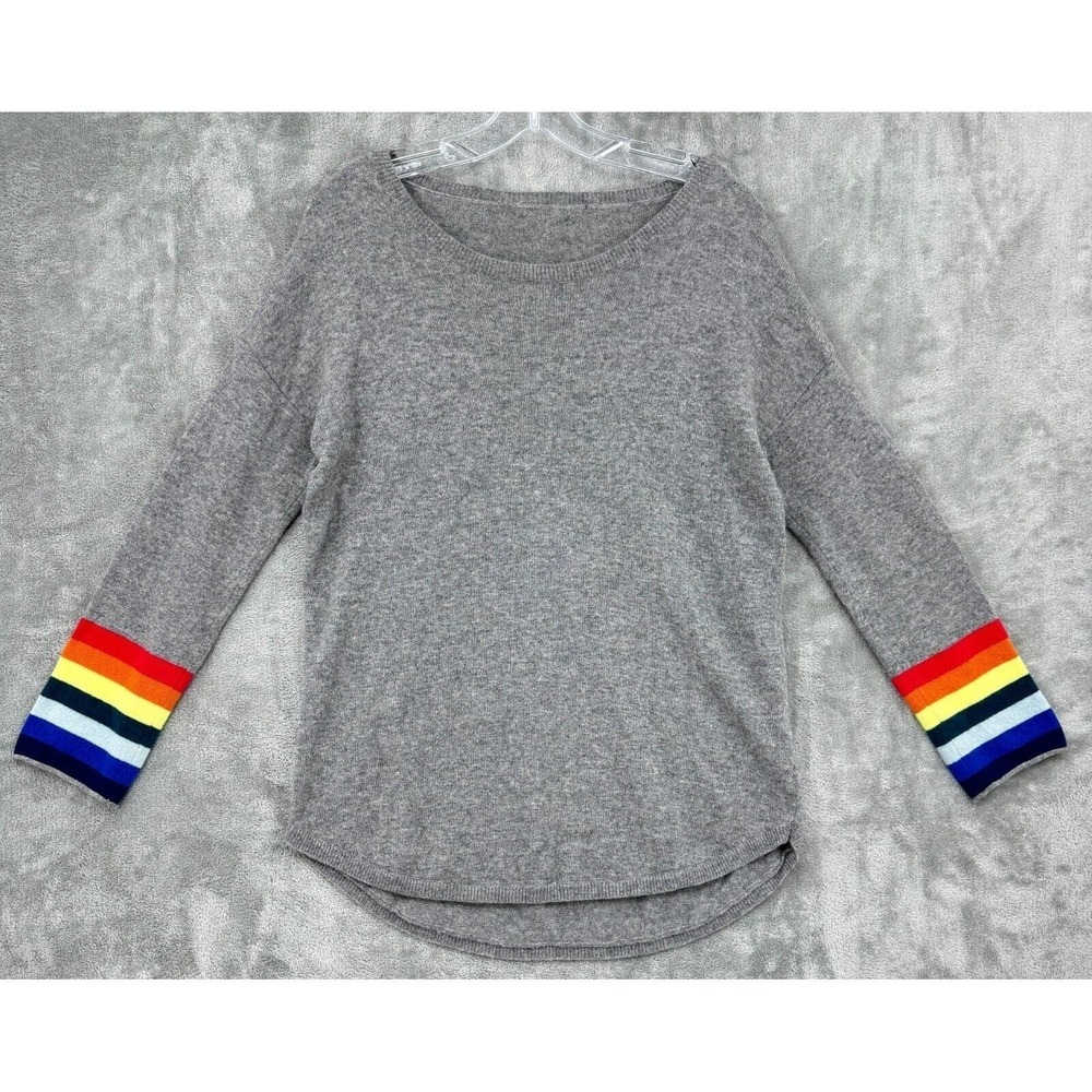 Wyse Sweater Womens 1 US‎ 8 Cashmere Rainbow Jumper Soft Cozy Lightweight Gray